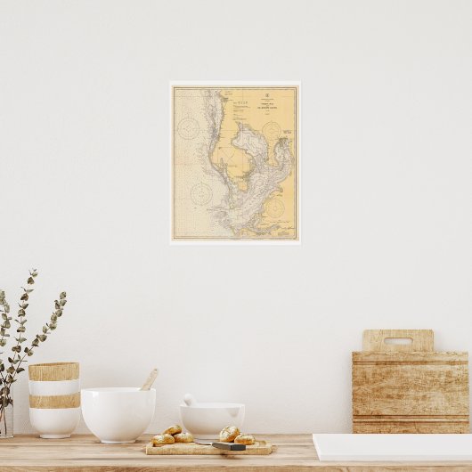 Antiek kaart van Tampa Bay Florida Poster (Keuken)