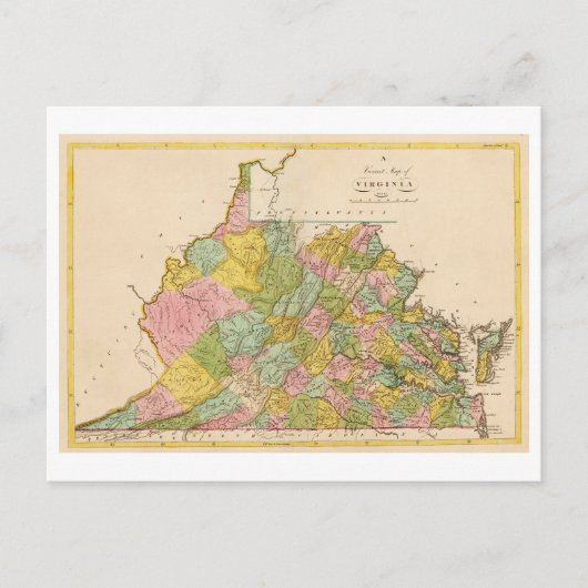 Antiek kaart van Virginia uit 1815 (Voorkant)