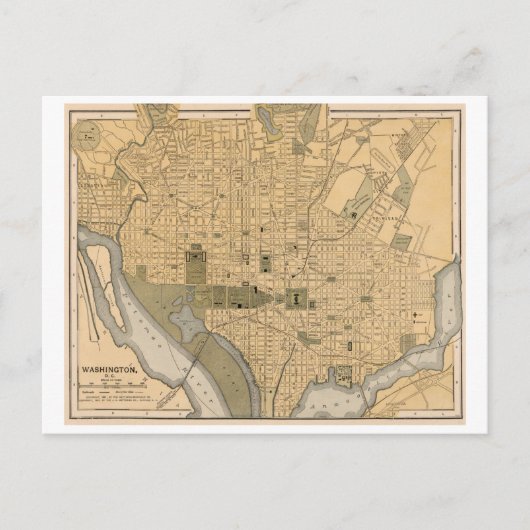 Antiek kaart van Washington DC (Voorkant)