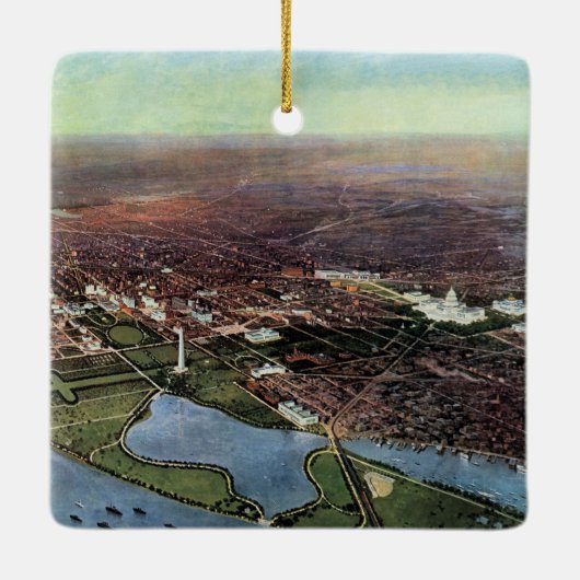 Antiek kaart van Washington DC en de Potomac Keramisch Ornament (Achterkant)