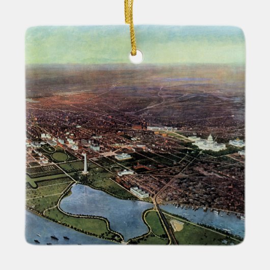 Antiek kaart van Washington DC en de Potomac Keramisch Ornament (Voorkant)