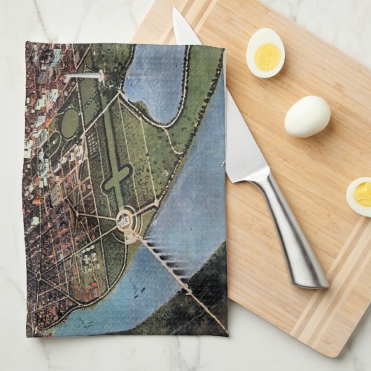 Antiek kaart van Washington DC en de Potomac Theedoek (Quarter Fold)