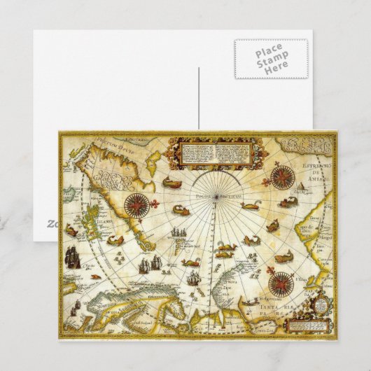  Antiek kaart van Willem Barentsz Voyage (Voorkant / Achterkant)