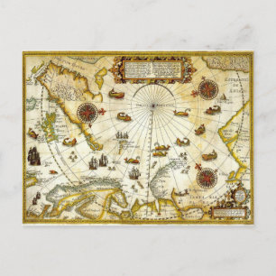 Antiek kaart van Willem Barentsz Voyage