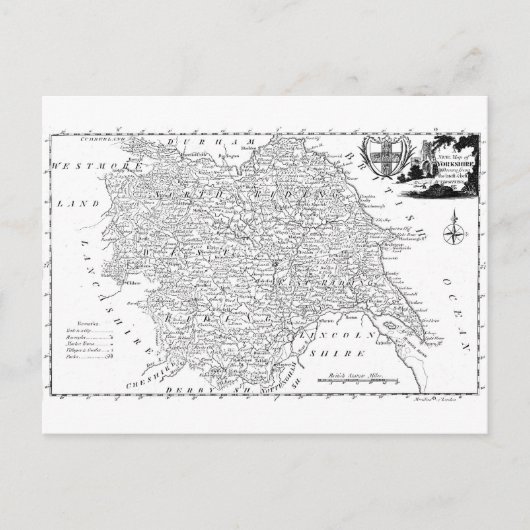 Antiek kaart van Yorkshire 1786 (Voorkant)