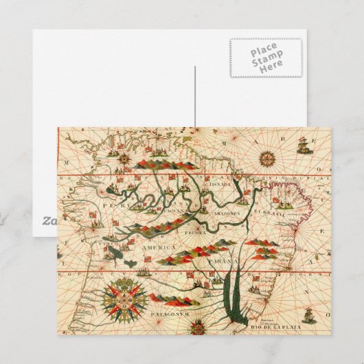 Antiek kaart van Zuid-Amerika (Voorkant / Achterkant)