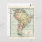 Antiek kaart van Zuid-Amerika (Voorkant / Achterkant)
