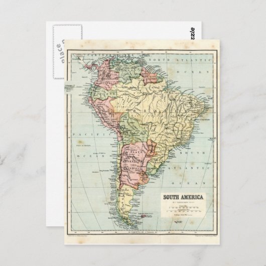Antiek kaart van Zuid-Amerika (Voorkant / Achterkant)