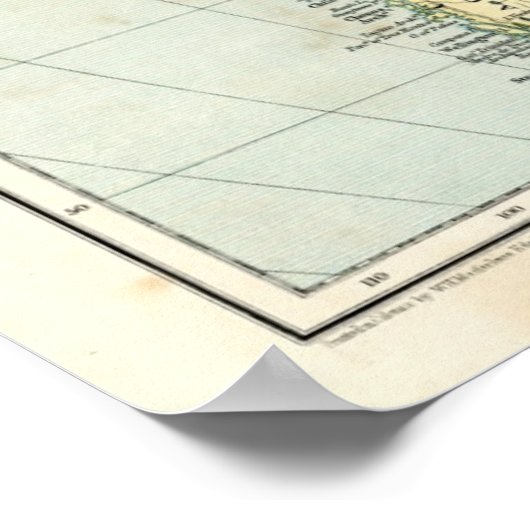 Antiek kaart van Zuid-Amerika Poster (Hoek)