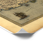 Antiek kaart van Zuid-Italië ORTELIUS ATLAS 1570 Poster (Hoek)