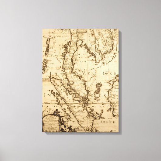 Antiek kaart van Zuidoost-Azië | 1687 Canvas Afdruk (Voorkant)