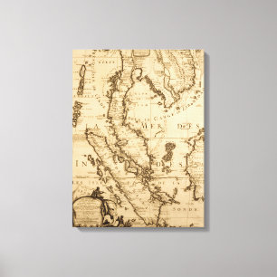 Antiek kaart van Zuidoost-Azië 1687 Canvas Afdruk