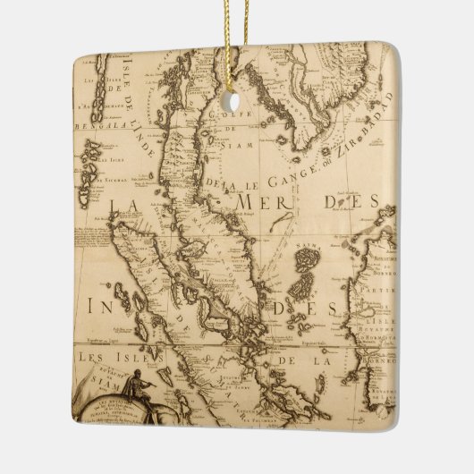 Antiek kaart van Zuidoost-Azië | 1687 Keramisch Ornament (Links)