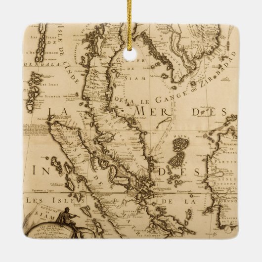 Antiek kaart van Zuidoost-Azië | 1687 Keramisch Ornament (Achterkant)