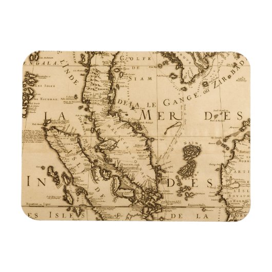 Antiek kaart van Zuidoost-Azië | 1687 Magneet (Horizontaal)
