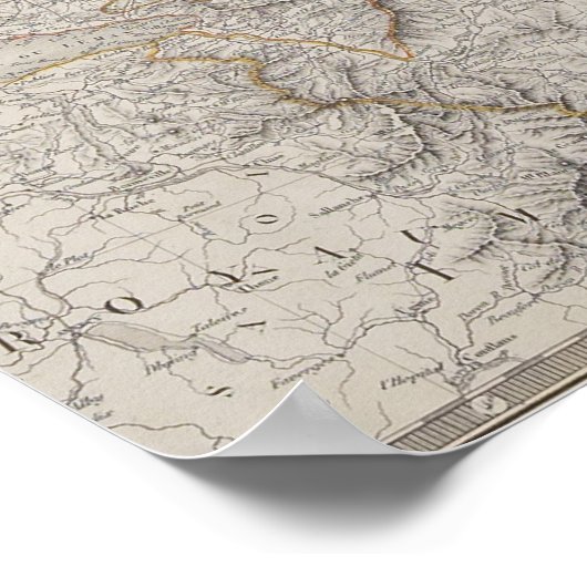 Antiek kaart van Zwitserland Poster (Hoek)