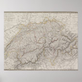 Antiek kaart van Zwitserland Poster (Voorkant)