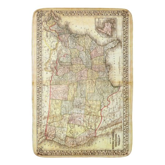 Antiek Kaart Verenigde Staten Amerika  1867 Badmat (Voorkant Verticaal)