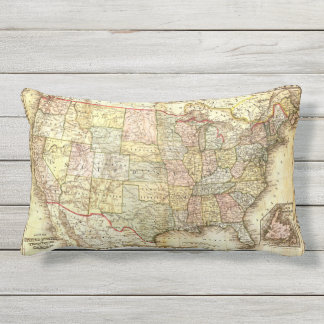 Antiek Kaart Verenigde Staten Amerika  1867 Buitenkussen