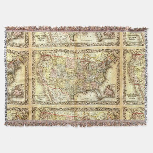 Antiek Kaart Verenigde Staten Amerika  1867 Deken (Voorkant)