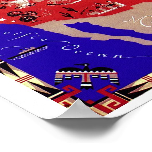  Antiek Kaart Verenigde Staten van Amerika, Vereni Poster (Hoek)