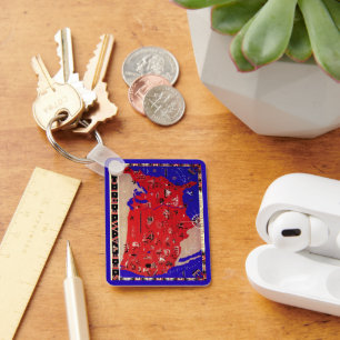 Antiek Kaart Verenigde Staten van Amerika, Vereni Sleutelhanger