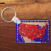  Antiek Kaart Verenigde Staten van Amerika, Vereni Sleutelhanger (Achterkant)