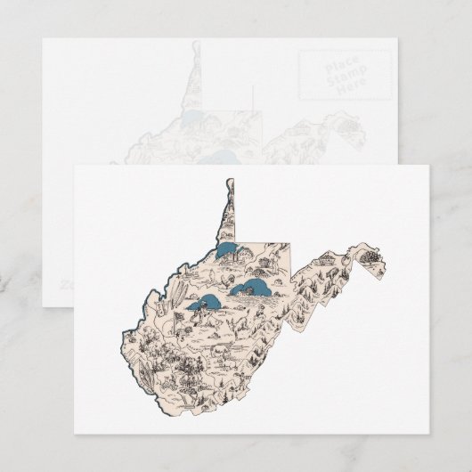 Antiek kaart West Virginia  Afbeelding (Voorkant / Achterkant)