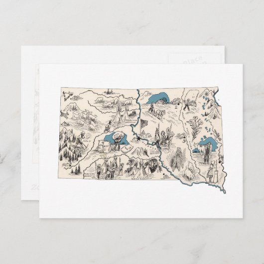 Antiek kaart Zuid-Dakota  Afbeelding (Voorkant / Achterkant)