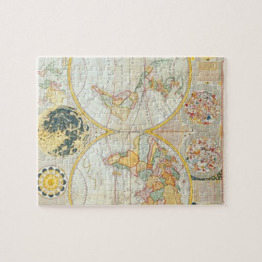 Antiek kaarten van de wereld van het dubbele halfr legpuzzel (Horizontaal)