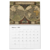 Antiek kaarten van de wereldagenda kalender (Feb 2027)