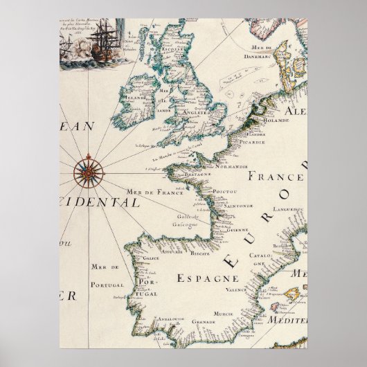 Antiek kaarten van de WorldMap of EuropeMatthaus 1 Poster (Voorkant)