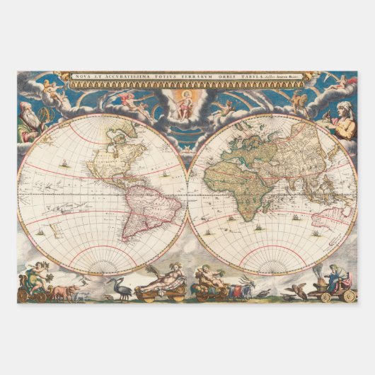 Antiek kaartpapier - zwaar ontledingspapier inpakpapier vel (Voorkant)