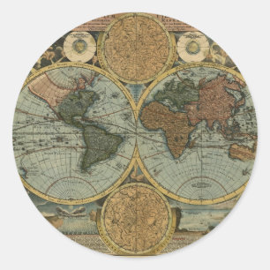 Antiek kaartreeks ronde sticker
