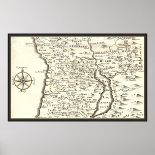 Antiek Kaartstammen van Israël, Jeruzalem, het dod Poster