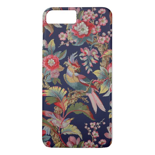 Antiek Kaketoe Papegaai met Bloemen Case-Mate iPhone Case (Achterkant)