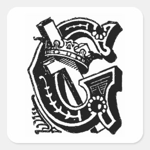 Antiek kalligrafie Masonic Symbols Letter G Vierkante Sticker