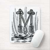 Antiek kalligrafie Masonic Symbols Letter M Muismat (Met muis)