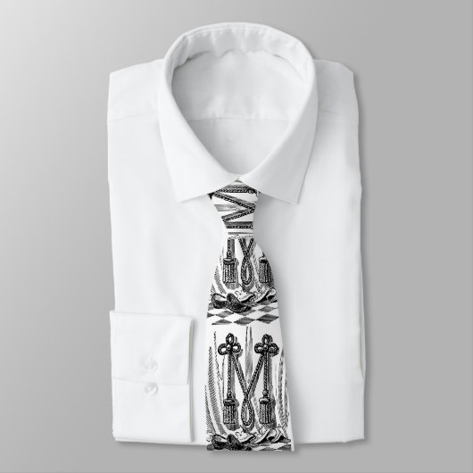 Antiek kalligrafie Masonic Symbols Letter M Stropdas (Gebonden)