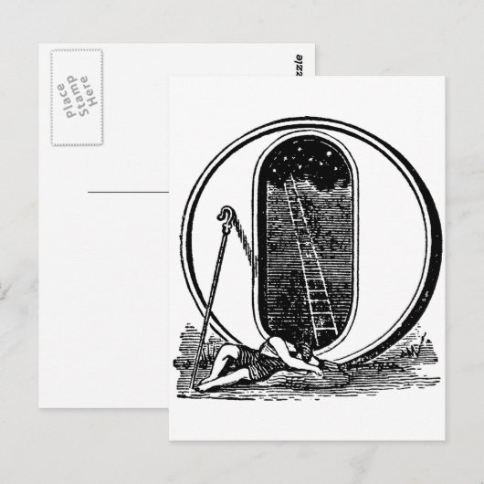 Antiek kalligrafie Masonic Symbols Letter O Briefkaart (Voorkant / Achterkant)