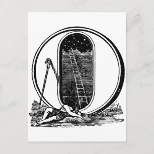 Antiek kalligrafie Masonic Symbols Letter O Briefkaart