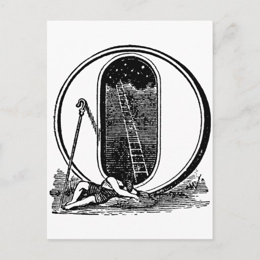 Antiek kalligrafie Masonic Symbols Letter O Briefkaart (Voorkant)