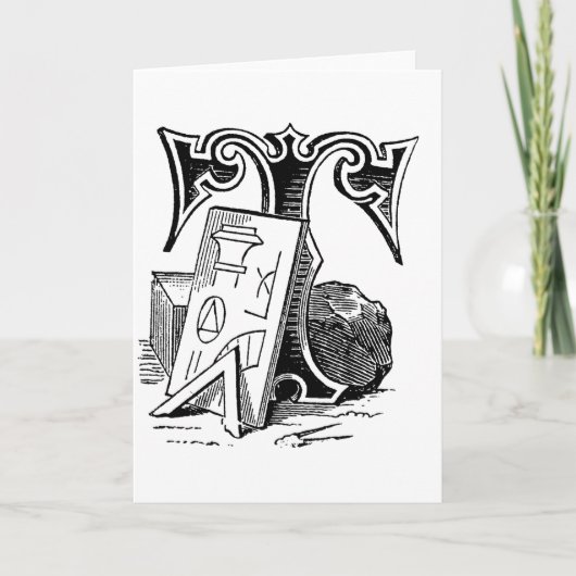 Antiek kalligrafie Masonic Symbols Letter T Notitiekaartje (Voorkant)