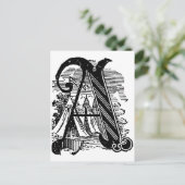 Antiek kalligrafie met Masonic Letter A Briefkaart (Staand voorkant)