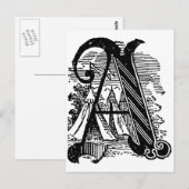 Antiek kalligrafie met Masonic Letter A Briefkaart (Voorkant / Achterkant)