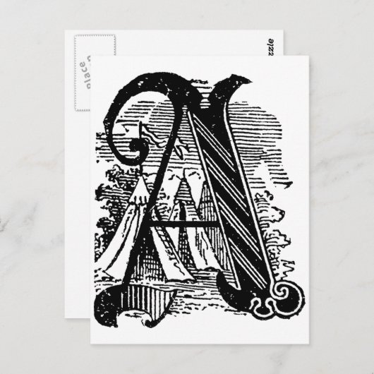 Antiek kalligrafie met Masonic Letter A Briefkaart (Voorkant / Achterkant)