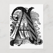 Antiek kalligrafie met Masonic Letter A Briefkaart (Voorkant)