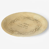 Antiek  kalligrafie Scrollwork Weddenschap Papieren Bordje (Gekanteld)