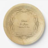 Antiek  kalligrafie Scrollwork Weddenschap Papieren Bordje (Voorkant)