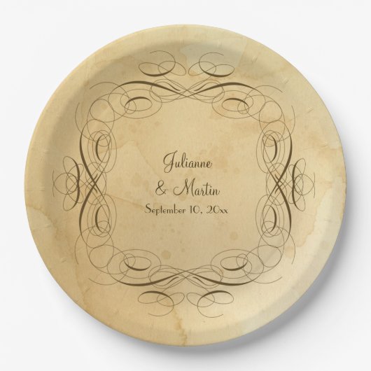 Antiek  kalligrafie Scrollwork Weddenschap Papieren Bordje (Voorkant)